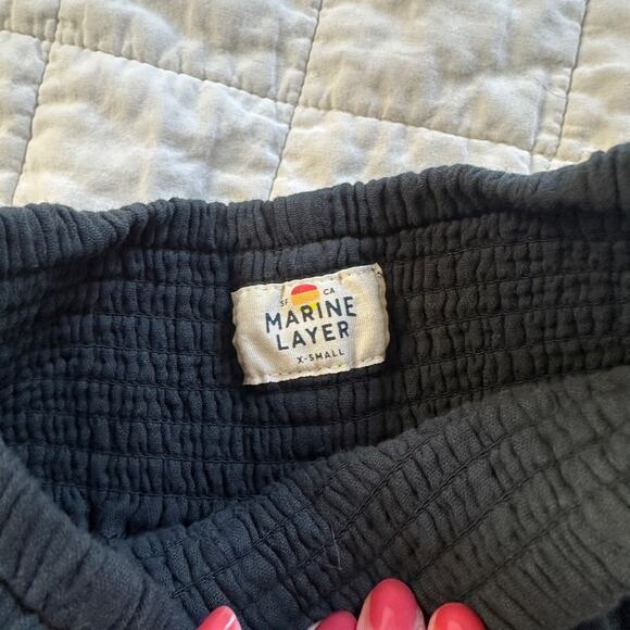 Marine Layer Cali Smocked Waist Double Cloth Pants Black XS - Picture 6 of 12